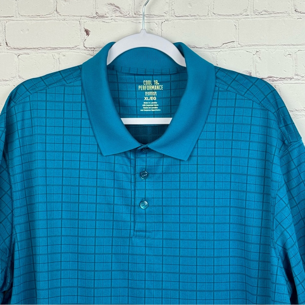 Haggar Cool 18 Teal Performance Golf Polo Shirt Short Sleeve XL